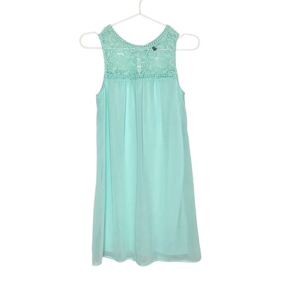As U Wish Dresses & Skirts - As U Wish Mint Green A Line Dress Sheer Lace Panel Lined XS